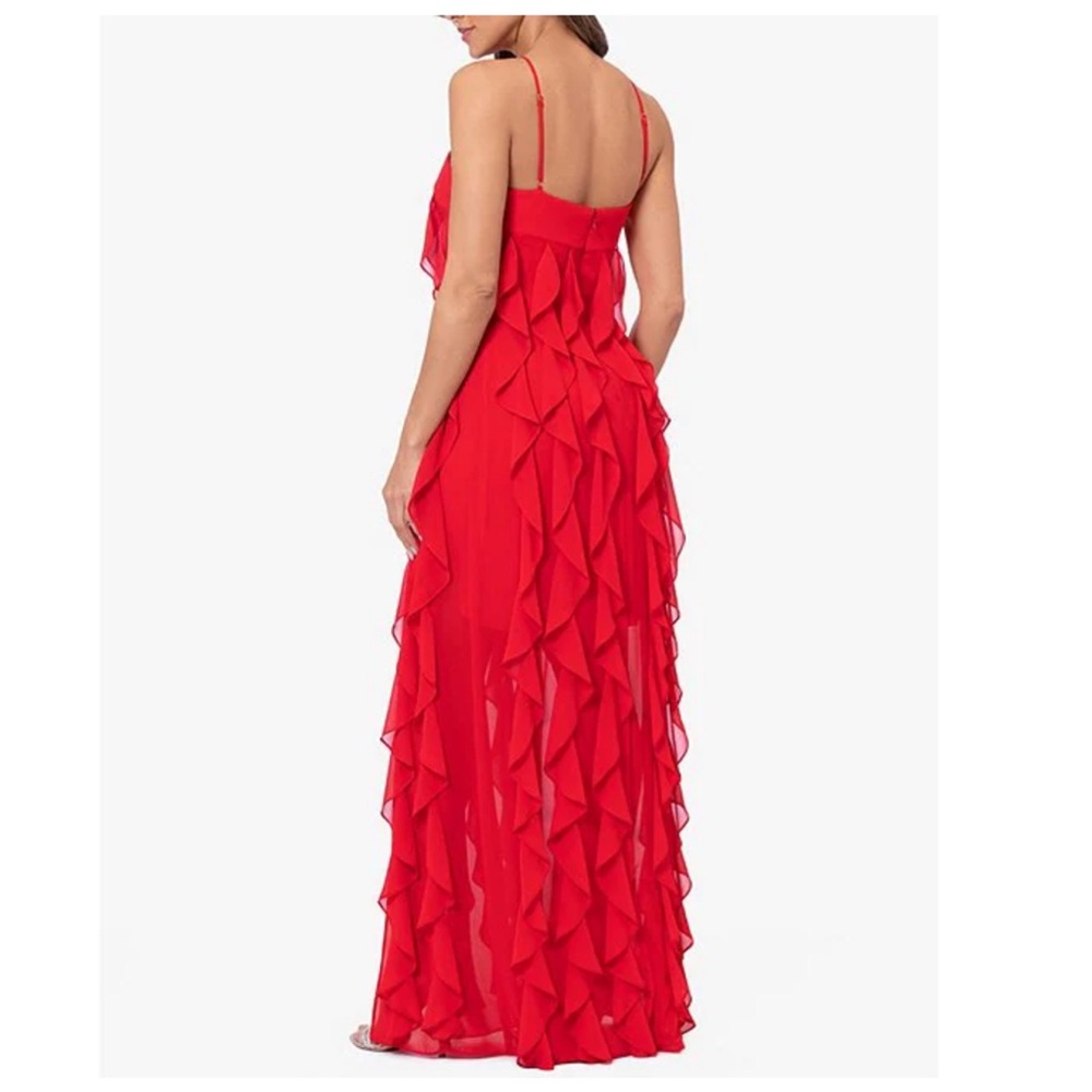 Xscape chiffon halter neck, ruffle twist maxi dress - Picture 3 of 11